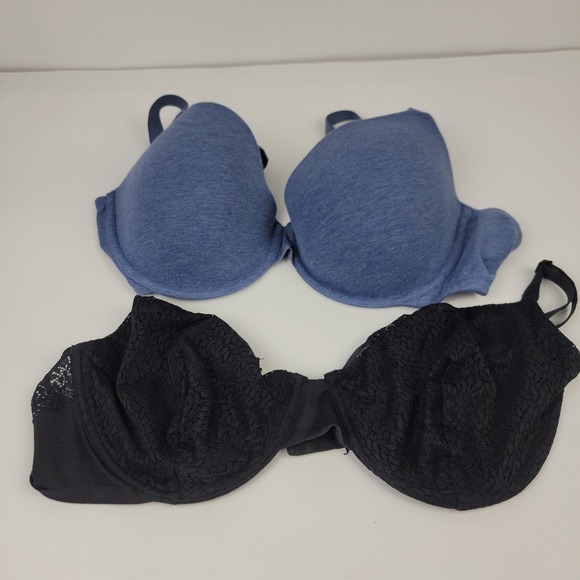 Auden Other - Auden & Anne Klein Underwire Bra Set 40C Blue Heathered Black Lace 2 Pack